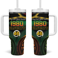 Vanuatu 1980 Tumbler With Handle Hapi 46 Yia Indipendens Anivesari LT14 One Size: 40 oz Black - Polynesian Pride