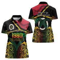 Vanuatu 1980 Women Polo Shirt Hapi 46 Yia Indipendens Anivesari LT14 - Polynesian Pride