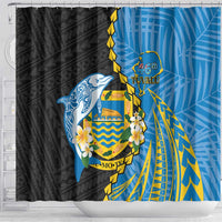 Tuvalu Independence Day Shower Curtain Manuia te tutokotasi o Tuvaluan Dolphin Tattoo LT14 - Polynesian Pride