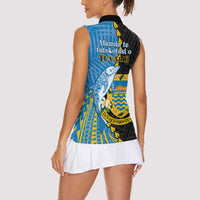 Tuvalu Independence Day Women Sleeveless Polo Shirt Manuia te tutokotasi o Tuvaluan Dolphin Tattoo