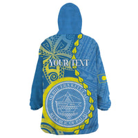 Personalised Palau Independence Day Wearable Blanket Hoodie Belau Coat Of Arms Polynesian Curve Style