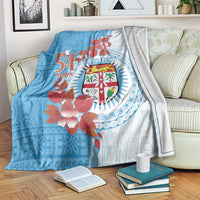 Personalised Fiji Day Blanket Fijian Tapa Pattern Mix Tagimoucia - Blue Version LT14 Blue - Polynesian Pride