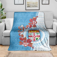 Personalised Fiji Day Blanket Fijian Tapa Pattern Mix Tagimoucia - Blue Version LT14 - Polynesian Pride