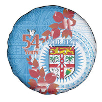 Personalised Fiji Day Spare Tire Cover Fijian Tapa Pattern Mix Tagimoucia - Blue Version LT14 - Polynesian Pride