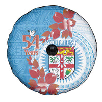 Personalised Fiji Day Spare Tire Cover Fijian Tapa Pattern Mix Tagimoucia - Blue Version LT14 - Polynesian Pride