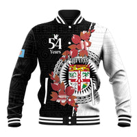 Personalised Fiji Day Baseball Jacket Fijian Tapa Pattern Mix Tagimoucia - Black Version LT14 Unisex Black - Polynesian Pride