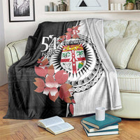 Personalised Fiji Day Blanket Fijian Tapa Pattern Mix Tagimoucia - Black Version LT14 Black - Polynesian Pride