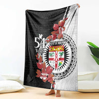 Personalised Fiji Day Blanket Fijian Tapa Pattern Mix Tagimoucia - Black Version LT14 - Polynesian Pride