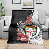 Personalised Fiji Day Blanket Fijian Tapa Pattern Mix Tagimoucia - Black Version LT14 - Polynesian Pride