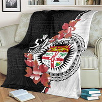 Personalised Fiji Day Blanket Fijian Tapa Pattern Mix Tagimoucia - Black Version LT14 - Polynesian Pride