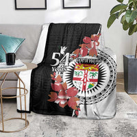 Personalised Fiji Day Blanket Fijian Tapa Pattern Mix Tagimoucia - Black Version LT14 - Polynesian Pride