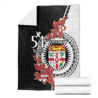 Personalised Fiji Day Blanket Fijian Tapa Pattern Mix Tagimoucia - Black Version LT14 - Polynesian Pride