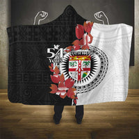 Personalised Fiji Day Hooded Blanket Fijian Tapa Pattern Mix Tagimoucia - Black Version LT14 - Polynesian Pride