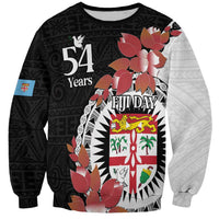 Personalised Fiji Day Sweatshirt Fijian Tapa Pattern Mix Tagimoucia - Black Version LT14 Unisex Black - Polynesian Pride