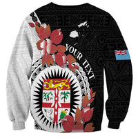 Personalised Fiji Day Sweatshirt Fijian Tapa Pattern Mix Tagimoucia - Black Version LT14 - Polynesian Pride