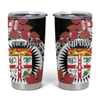 Personalised Fiji Day Tumbler Cup Fijian Tapa Pattern Mix Tagimoucia - Black Version