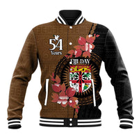 Personalised Fiji Day Baseball Jacket Fijian Tapa Pattern Mix Tagimoucia - Brown Version LT14 Unisex Brown - Polynesian Pride