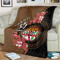 Personalised Fiji Day Blanket Fijian Tapa Pattern Mix Tagimoucia - Brown Version LT14 - Polynesian Pride