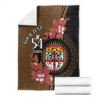 Personalised Fiji Day Blanket Fijian Tapa Pattern Mix Tagimoucia - Brown Version LT14 - Polynesian Pride
