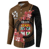 Personalised Fiji Day Button Sweatshirt Fijian Tapa Pattern Mix Tagimoucia - Brown Version LT14 - Polynesian Pride