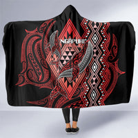 Aotearoa Iwi Ngapuhi Hooded Blanket NZ Maori Humpback Whale Taniko Motifs LT14 One Size Red - Polynesian Pride
