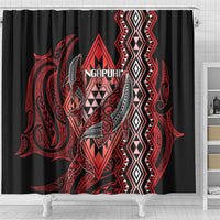 Aotearoa Iwi Ngapuhi Shower Curtain NZ Maori Humpback Whale Taniko Motifs LT14 - Polynesian Pride