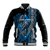 Aotearoa Iwi Ngati Porou Personalised Baseball Jacket NZ Maori Humpback Whale Taniko Motifs LT14 Unisex Blue - Polynesian Pride