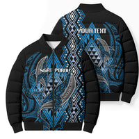 Aotearoa Iwi Ngati Porou Personalised Bomber Puffer Jacket NZ Maori Humpback Whale Taniko Motifs LT14 - Polynesian Pride