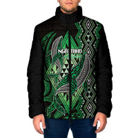 Aotearoa Iwi Ngai Tahu Personalised Padded Jacket NZ Maori Humpback Whale Taniko Motifs LT14 Men Green - Polynesian Pride