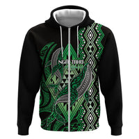 Aotearoa Iwi Ngai Tahu Personalised Zip Hoodie NZ Maori Humpback Whale Taniko Motifs LT14 Zip Hoodie Green - Polynesian Pride