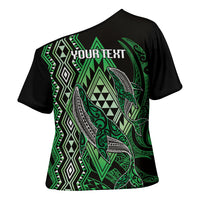 Aotearoa Iwi Ngati Pikiao Personalised Cross Shoulder Shirt NZ Maori Humpback Whale Taniko Motifs LT14 - Polynesian Pride