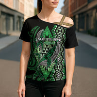 Aotearoa Iwi Ngati Pikiao Personalised Cross Shoulder Shirt NZ Maori Humpback Whale Taniko Motifs LT14 - Polynesian Pride