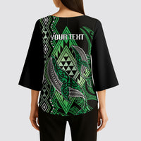 Aotearoa Iwi Ngati Pikiao Personalised Kimono Sleeve Blouse NZ Maori Humpback Whale Taniko Motifs LT14 - Polynesian Pride