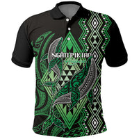 Aotearoa Iwi Ngati Pikiao Personalised Polo Shirt NZ Maori Humpback Whale Taniko Motifs LT14 Green - Polynesian Pride