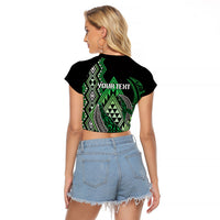 Aotearoa Iwi Ngati Pikiao Personalised Raglan Cropped T Shirt NZ Maori Humpback Whale Taniko Motifs LT14 - Polynesian Pride