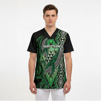 Aotearoa Iwi Ngati Pikiao Personalised Scrub Top NZ Maori Humpback Whale Taniko Motifs LT14 - Polynesian Pride