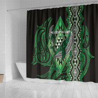 Aotearoa Iwi Ngati Pikiao Shower Curtain NZ Maori Humpback Whale Taniko Motifs LT14 - Polynesian Pride