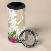 New Zealand Cacatua Galerita 4 in 1 Can Cooler Tumbler Aotearoa Cockatoo Tropical Flowers