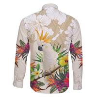 New Zealand Cacatua Galerita Family Matching Off Shoulder Maxi Dress and Hawaiian Shirt Aotearoa Cockatoo Tropical Flowers LT14 - Polynesian Pride