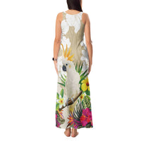 New Zealand Cacatua Galerita Tank Maxi Dress Aotearoa Cockatoo Tropical Flowers