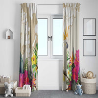 New Zealand Cacatua Galerita Window Curtain Aotearoa Cockatoo Tropical Flowers