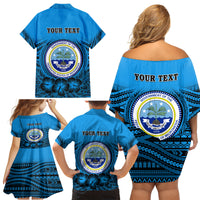 Personalised Yap Constitution Day Family Matching Off Shoulder Short Dress and Hawaiian Shirt FSM Seal Happy 24 December LT14 - Polynesian Pride