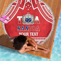 Samoa Rugby Custom Beach Blanket Toa Samoa Pacific Sporty Red - Polynesian Pride