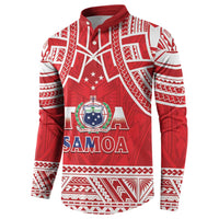 Samoa Rugby Custom Button Sweatshirt Toa Samoa Pacific Sporty Red LT14 - Polynesian Pride