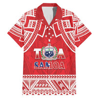 Samoa Rugby Custom Family Matching Mermaid Dress and Hawaiian Shirt Toa Samoa Pacific Sporty Red LT14 Dad's Shirt - Short Sleeve Red - Polynesian Pride