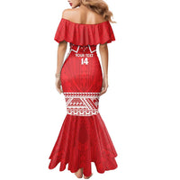 Samoa Rugby Custom Family Matching Mermaid Dress and Hawaiian Shirt Toa Samoa Pacific Sporty Red LT14 - Polynesian Pride