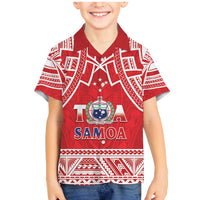 Samoa Rugby Custom Family Matching Mermaid Dress and Hawaiian Shirt Toa Samoa Pacific Sporty Red LT14 Son's Shirt Red - Polynesian Pride