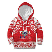 Samoa Rugby Custom Kid Hoodie Toa Samoa Pacific Sporty Red LT14 Hoodie Red - Polynesian Pride