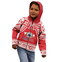 Samoa Rugby Custom Kid Hoodie Toa Samoa Pacific Sporty Red LT14 - Polynesian Pride
