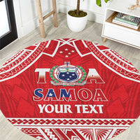 Samoa Rugby Custom Round Carpet Toa Samoa Pacific Sporty Red LT14 Red - Polynesian Pride